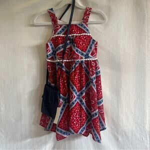 Good Lad Girls Sundress Size 4T Paisley Bandana Print Red White Blue Patriotic